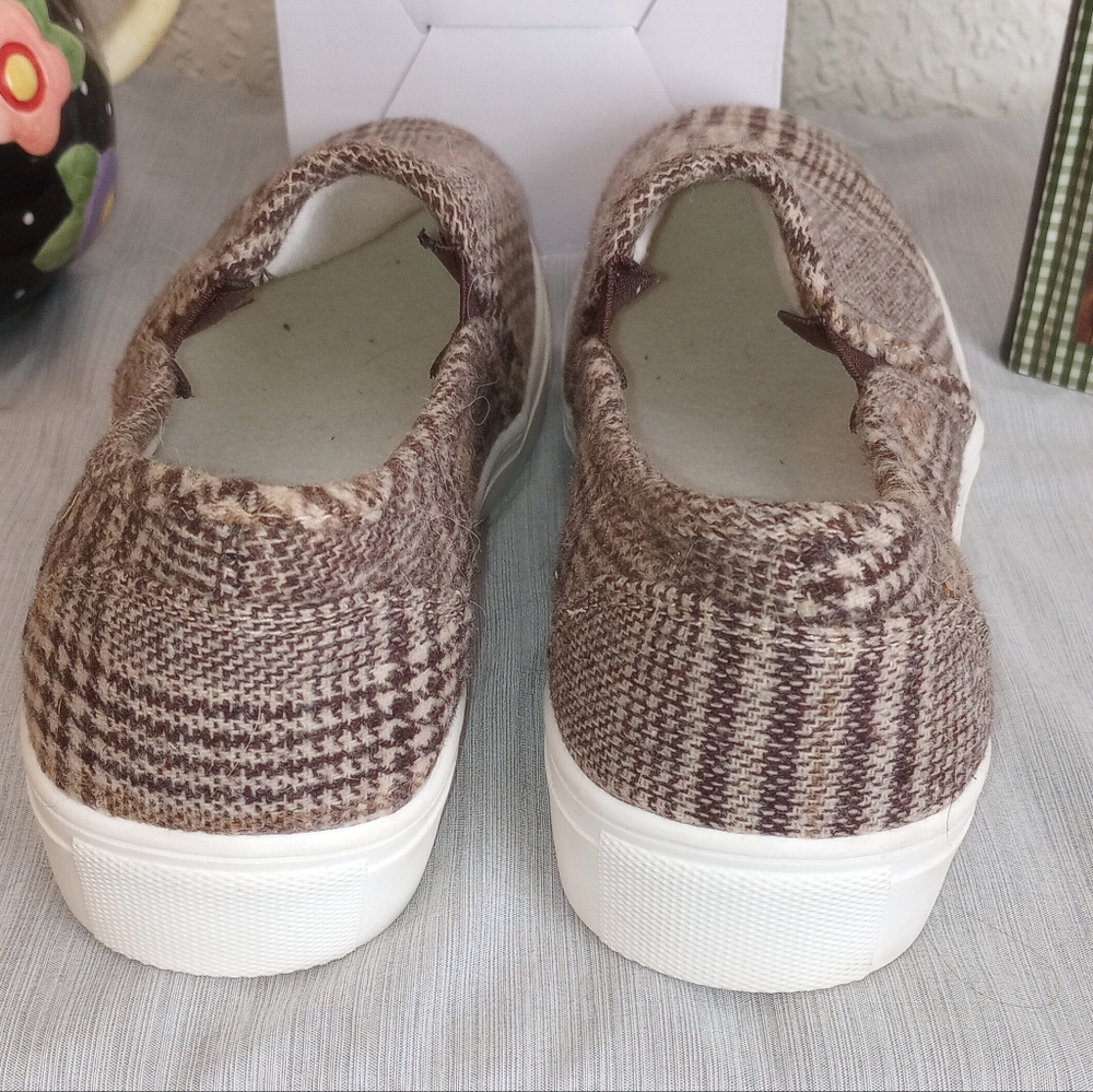 Brown Plaid Slip-On Sneakers - Picture 6 of 8